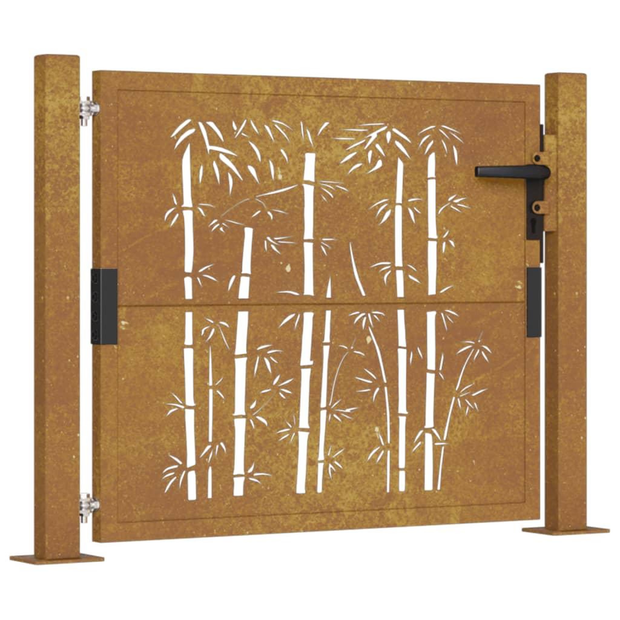 Voir la diapositive 2 : VIDAXL Portail de jardin 105x80 cm acier corten design de bambou