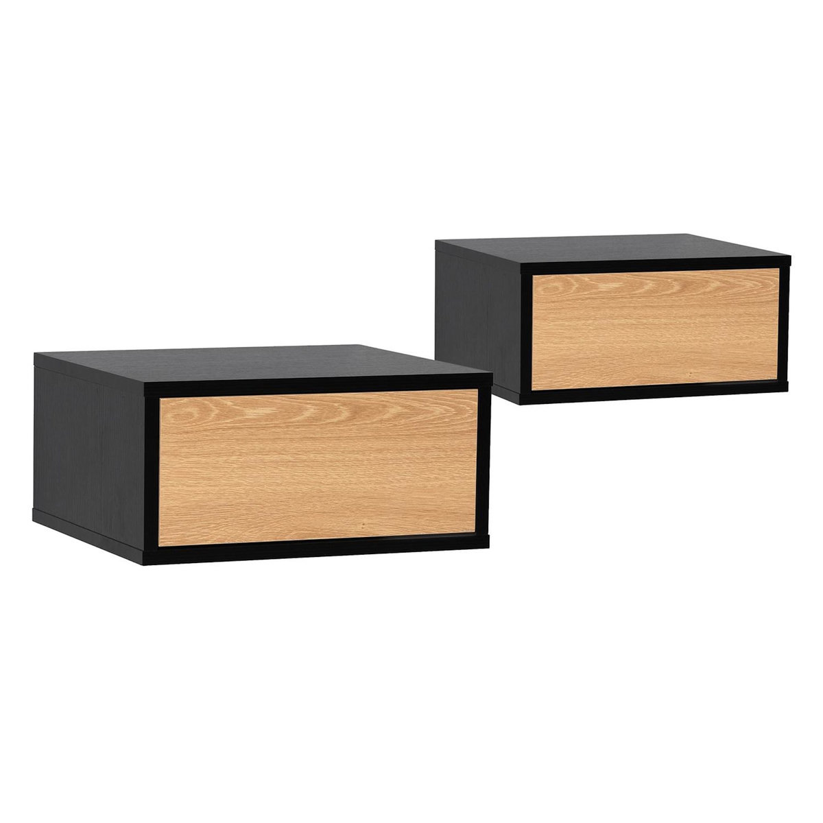 VS VENTA-STOCK Ensemble 2 tables de chevet flottantes Apolo 1 tiroir couleur Noir