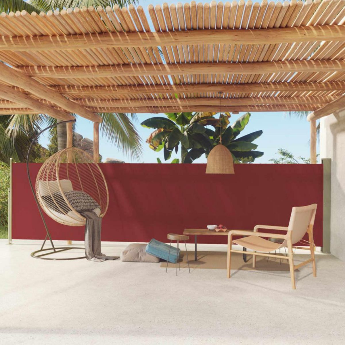 VIDAXL Auvent lateral retractable de patio 140x600 cm Rouge