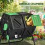 Voir la diapositive 4 : OUTSUNNY Composteur de jardin - bac à compost pour déchets - rotatif 360° - double chambre 130 L - acier PP vert noir