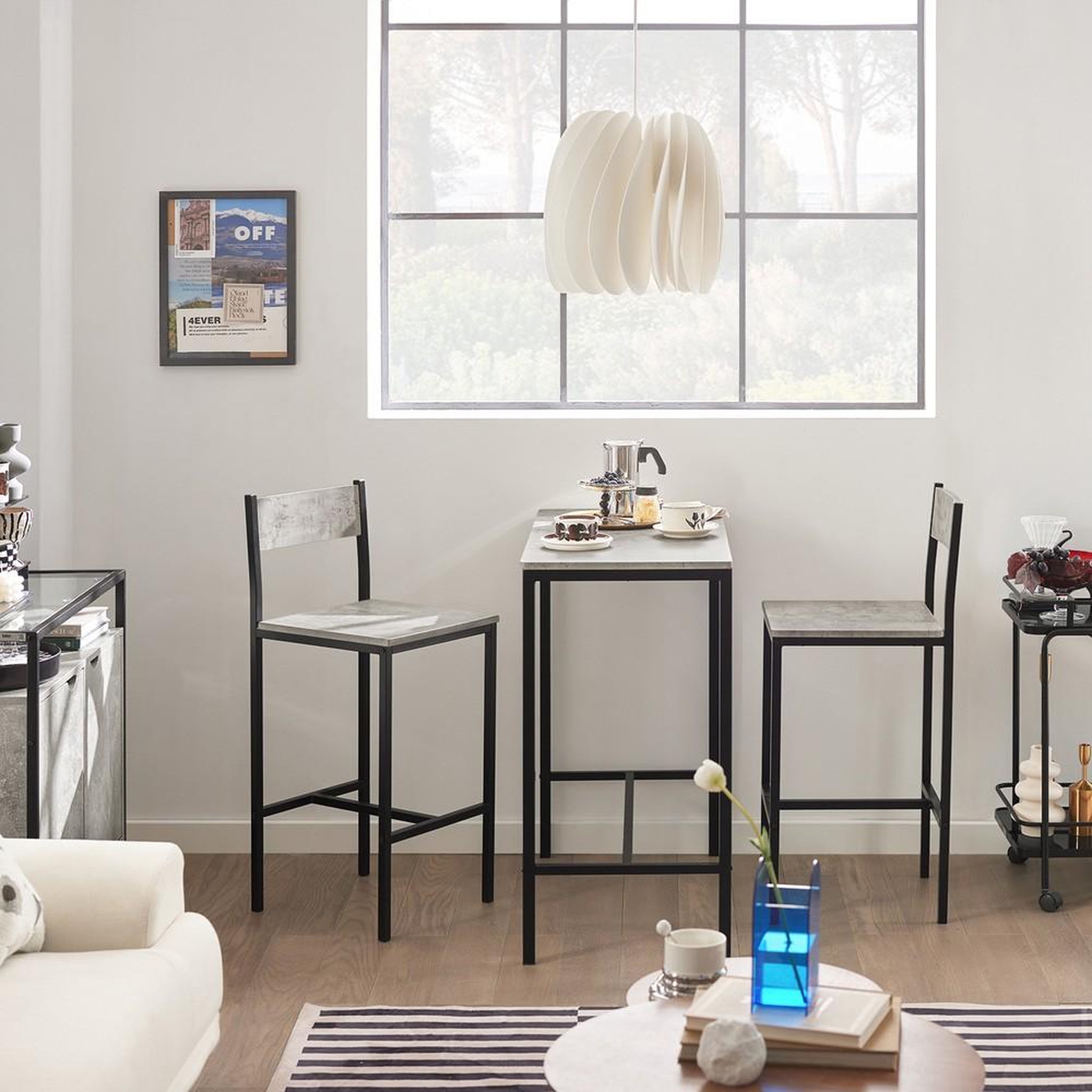 Voir la diapositive 2 : SOBUY SoBuy - Ensemble de table avec 2 chaises et 2 tabourets - Industriel - OGT03