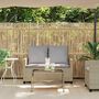 Voir la diapositive 4 : VIDAXL Canape de jardin 2places coussins et table beige resine tressee