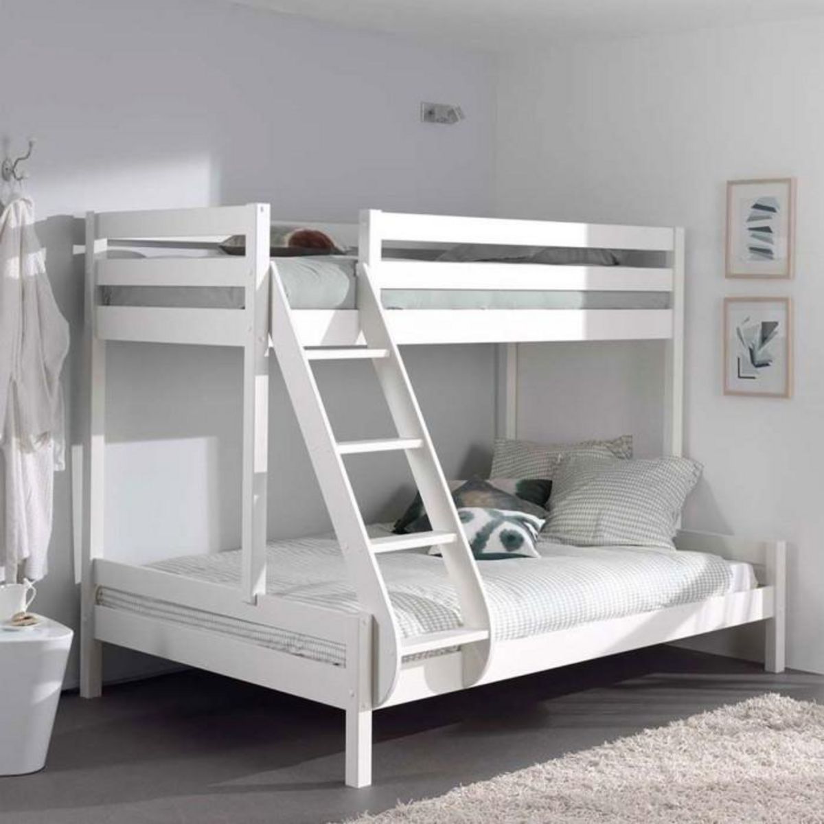 Paris Prix Lit Superposé Triple  Pino  140x200cm Blanc