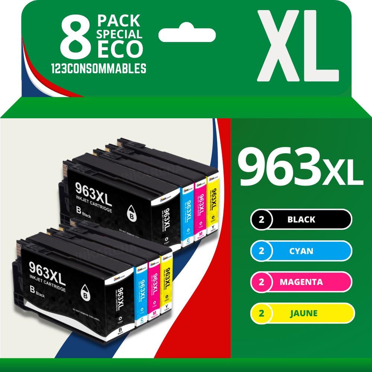 Pack 8 cartouches compatible avec HP 963XL Neuf - vue 2