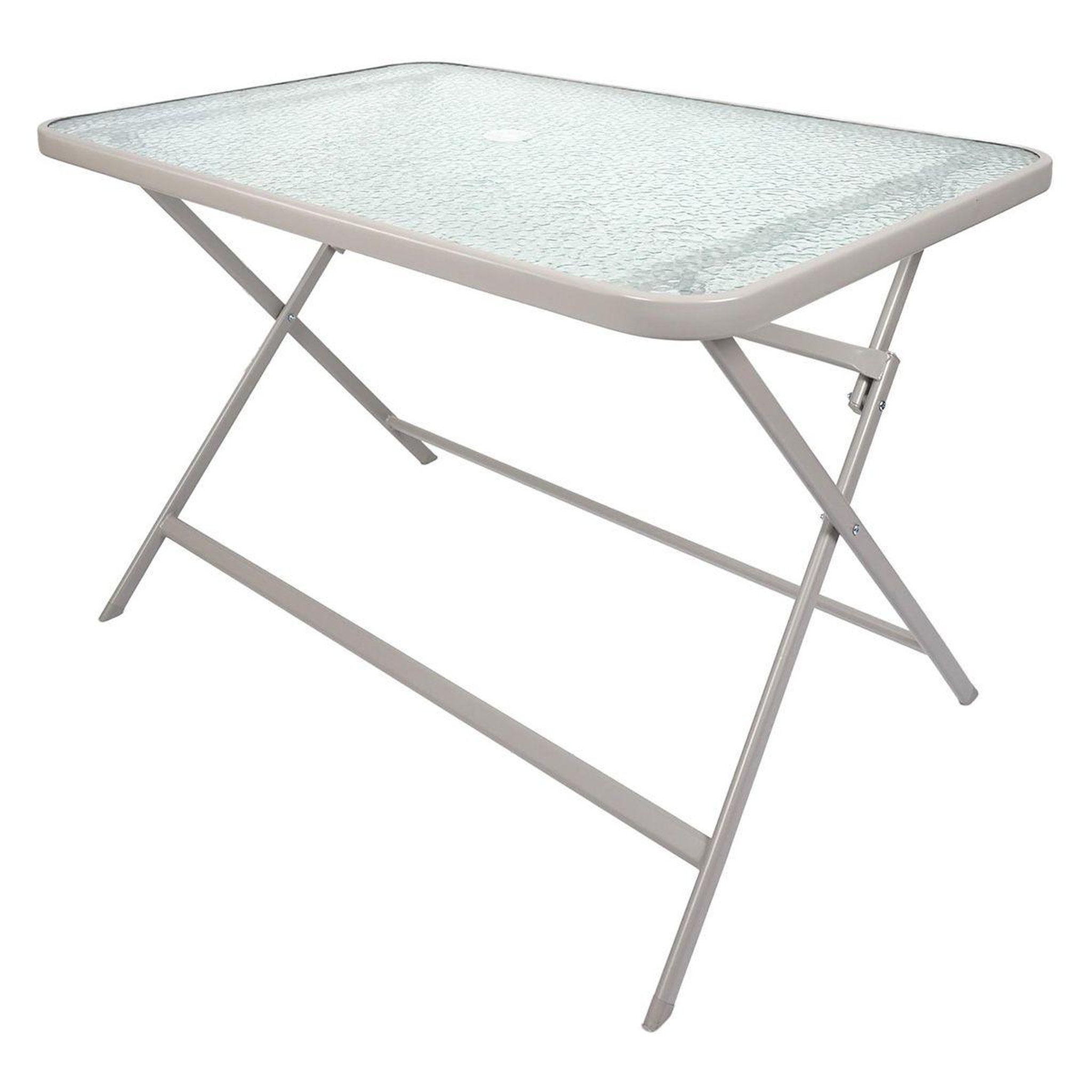 Voir la diapositive 4 : The Home Deco Factory Table de jardin en verre  formentera  110cm beige