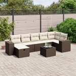 VIDAXL Salon de jardin 8 pcs avec coussins marron resine tressee
