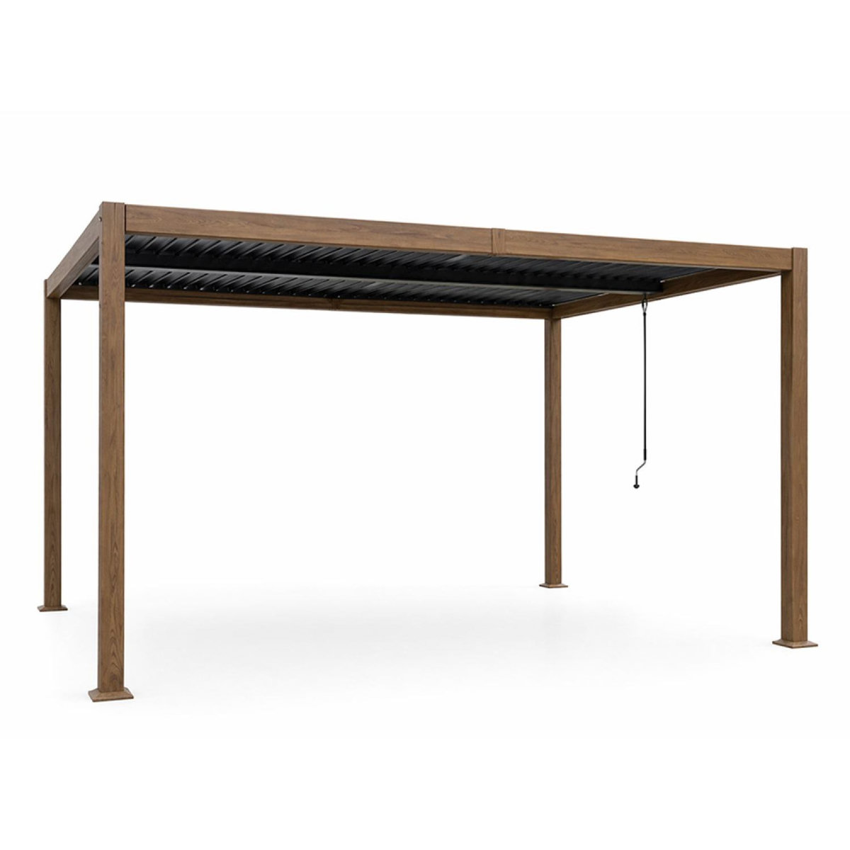 CONCEPT USINE Pergola bioclimatique structure et lames orientables en aluminium effet bois 4x3m RHODES