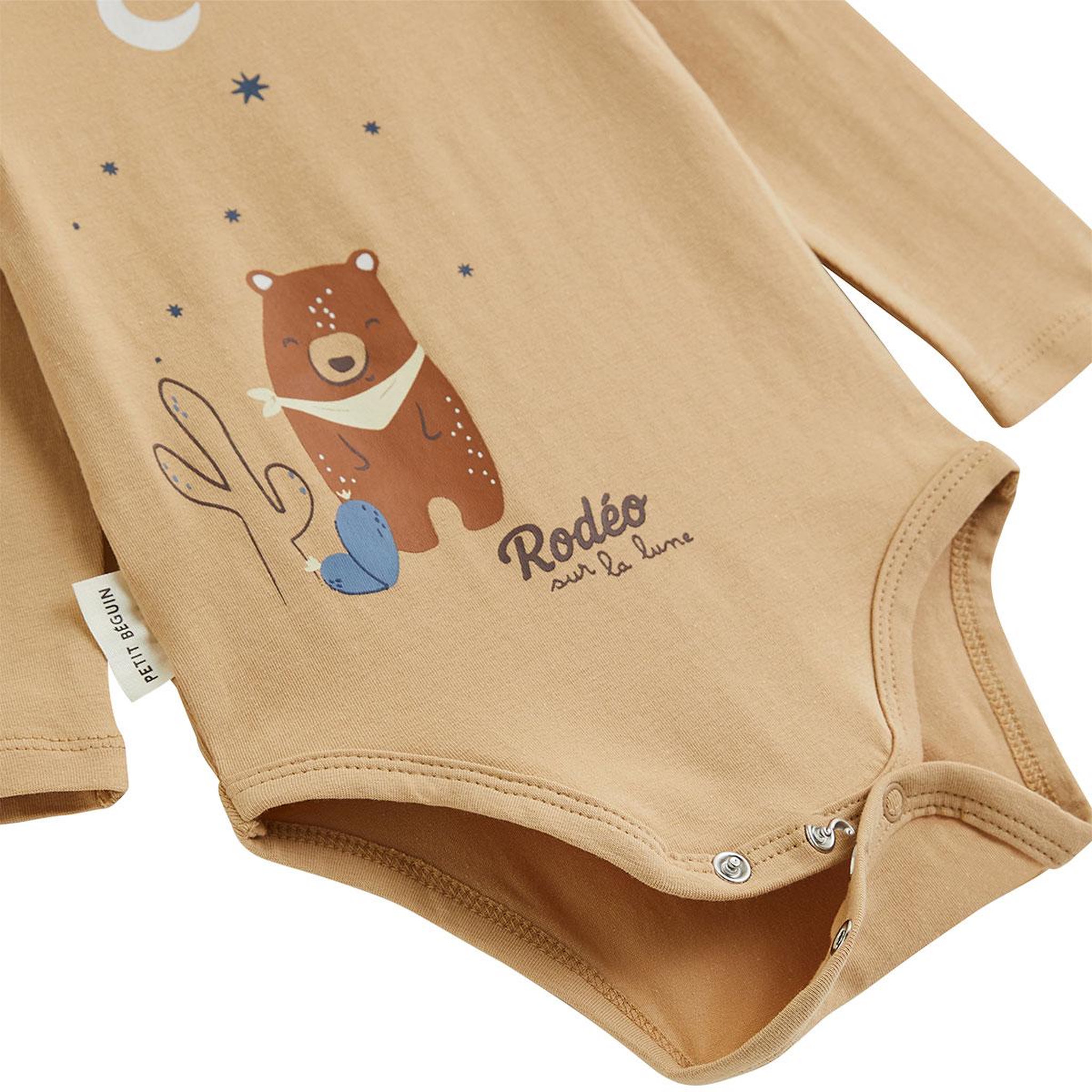 Voir la diapositive 2 : PETIT BEGUIN Lot de 2 bodies bébé manches longues moka