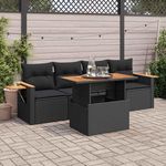 VIDAXL Salon de jardin 5 pcs avec coussins noir resine tressee acacia