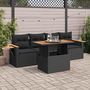 Voir la diapositive 1 : VIDAXL Salon de jardin 5 pcs avec coussins noir resine tressee acacia