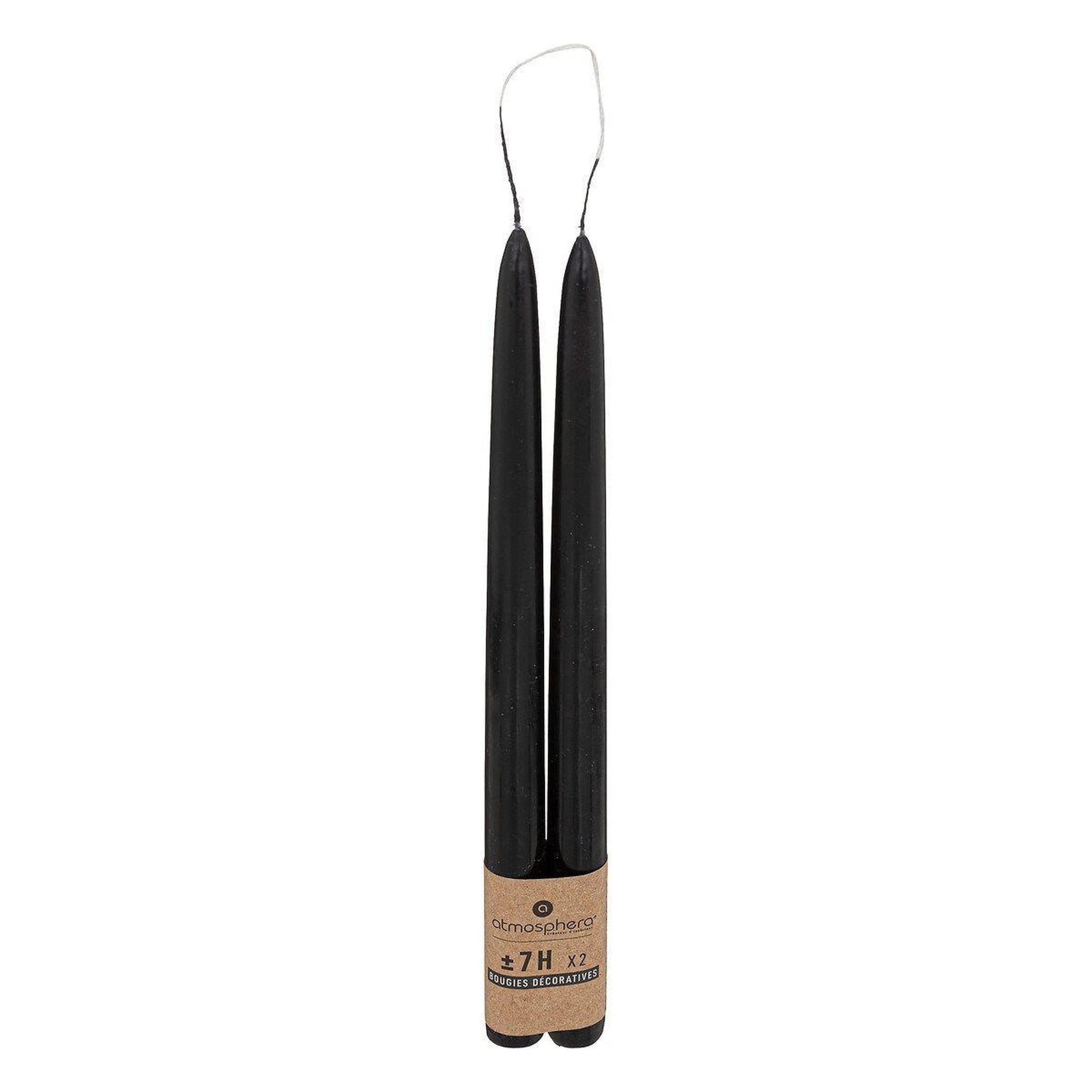 Voir la diapositive 2 : ATMOSPHERA Lot de 2 Bougies Bâton  Hugo  30cm Noir