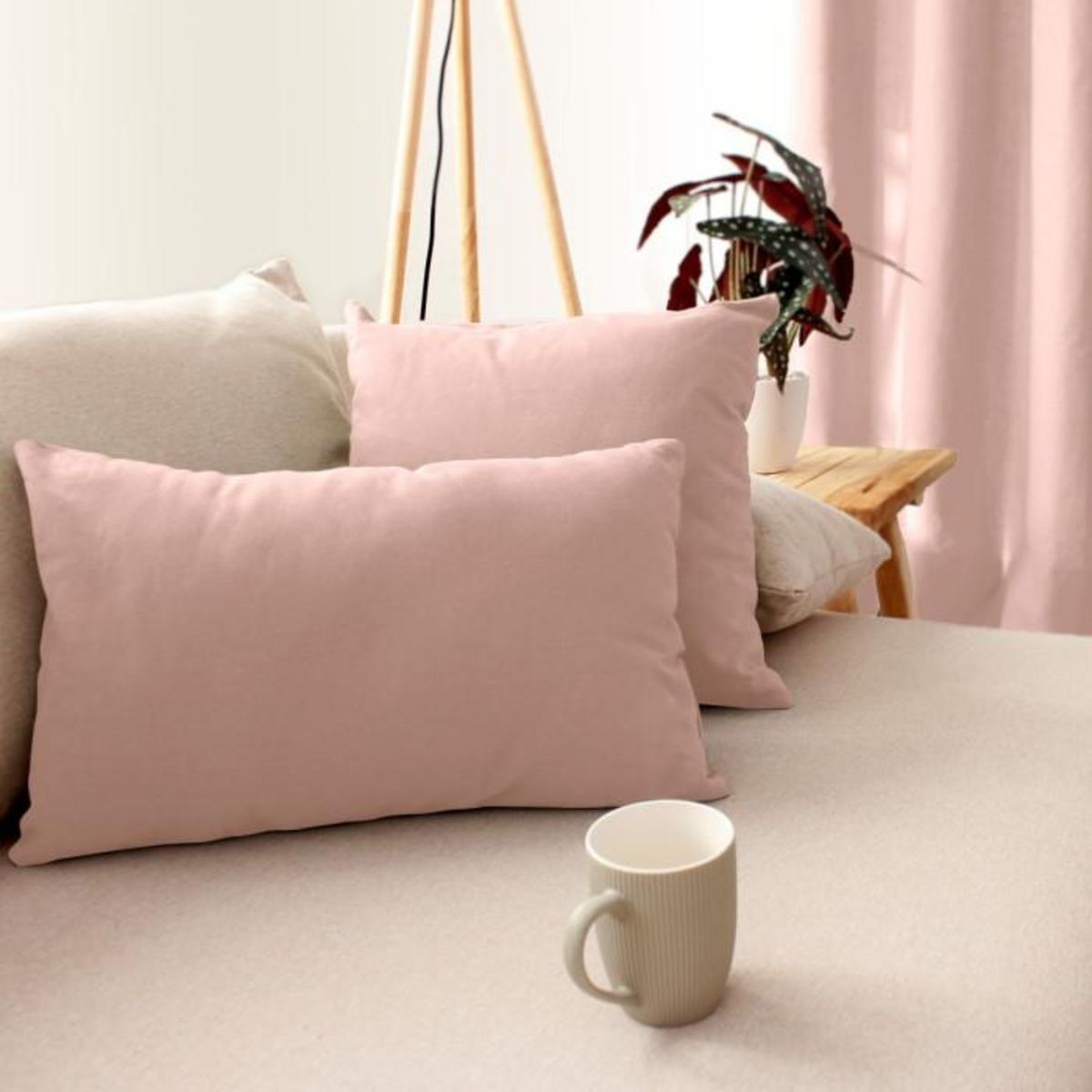 Paris Prix Coussin Déco Uni  Panama  30x50cm Vieux Rose