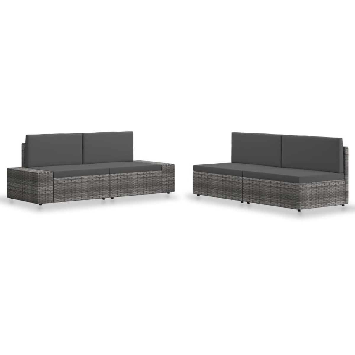 VIDAXL Salon de jardin 4 pcs Resine tressee Gris