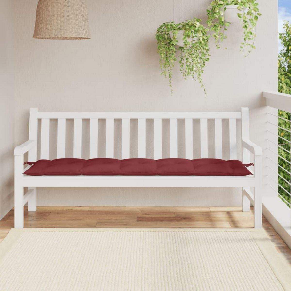 VIDAXL Coussin de banc de jardin rouge bordeaux melange tissu