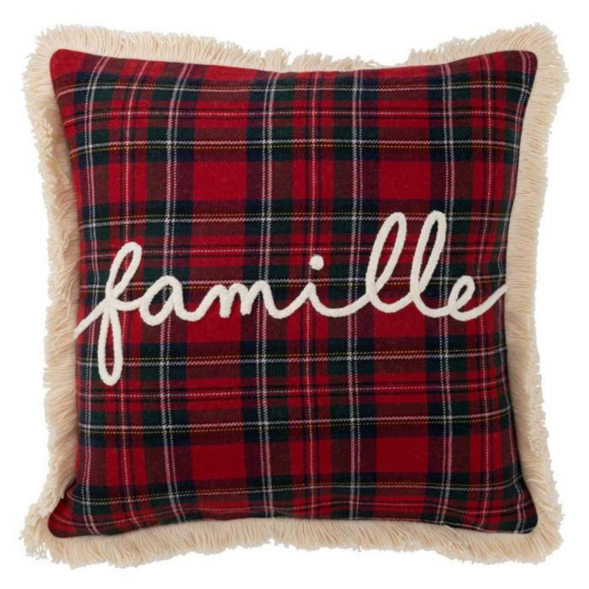 Paris Prix Coussin Déco à Carreaux  Famille  45x45cm Rouge