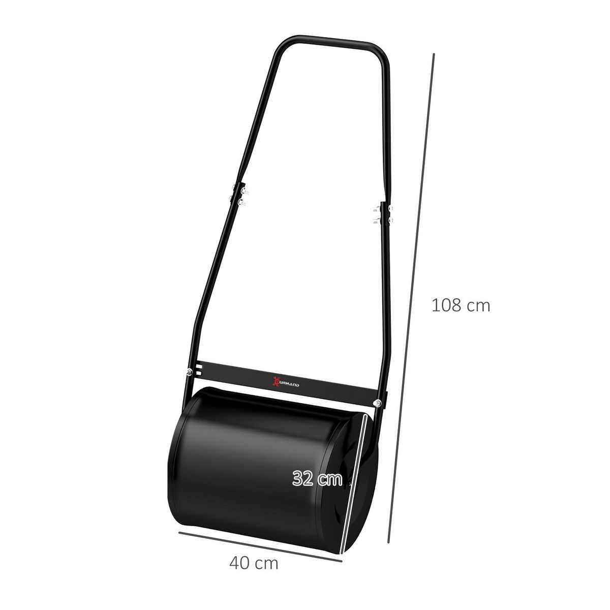OUTSUNNY Rouleau à gazon jardin en acier avec poignée dim. 50L x 32l x 108H cm lestage max. 30 L noir