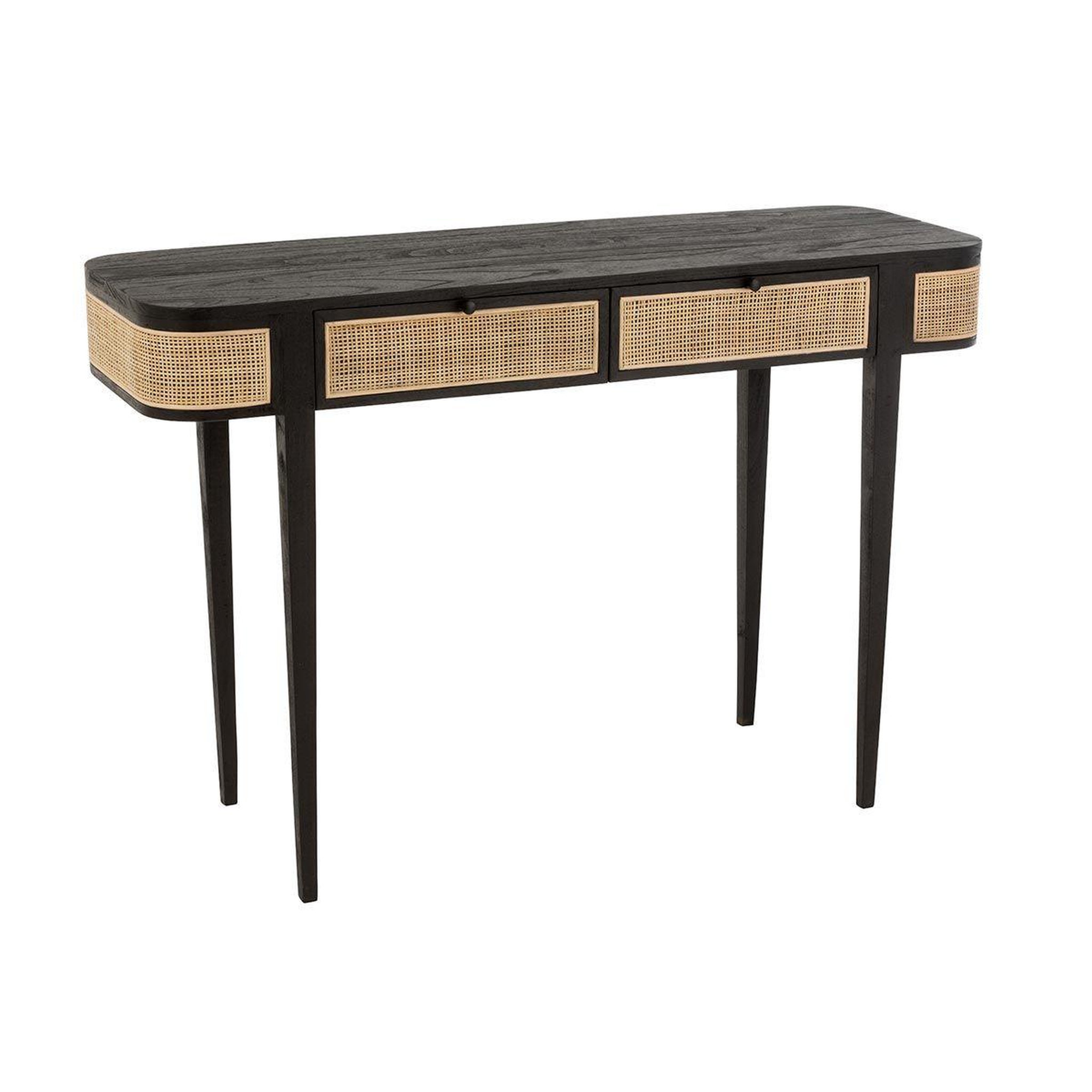 Voir la diapositive 1 : J-LINE Console 2 tiroirs en bois  molly  120cm noir & beige