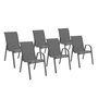 Voir la diapositive 1 : ID MARKET Lot de 6 chaises de jardin LYMA métal et textilène empilables gris anthracite
