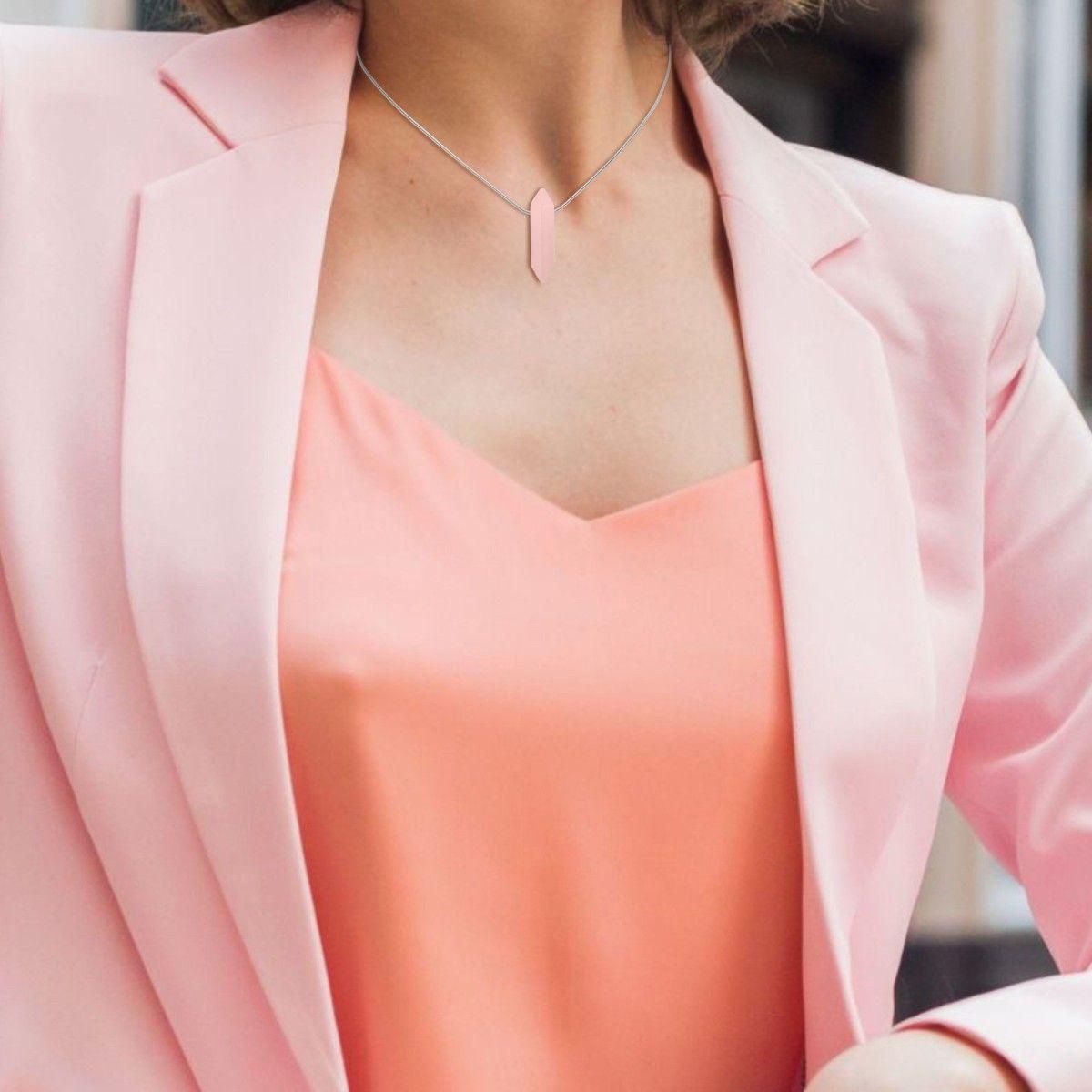 SC CRYSTAL Collier SC Crystal orné d'un quartz rose