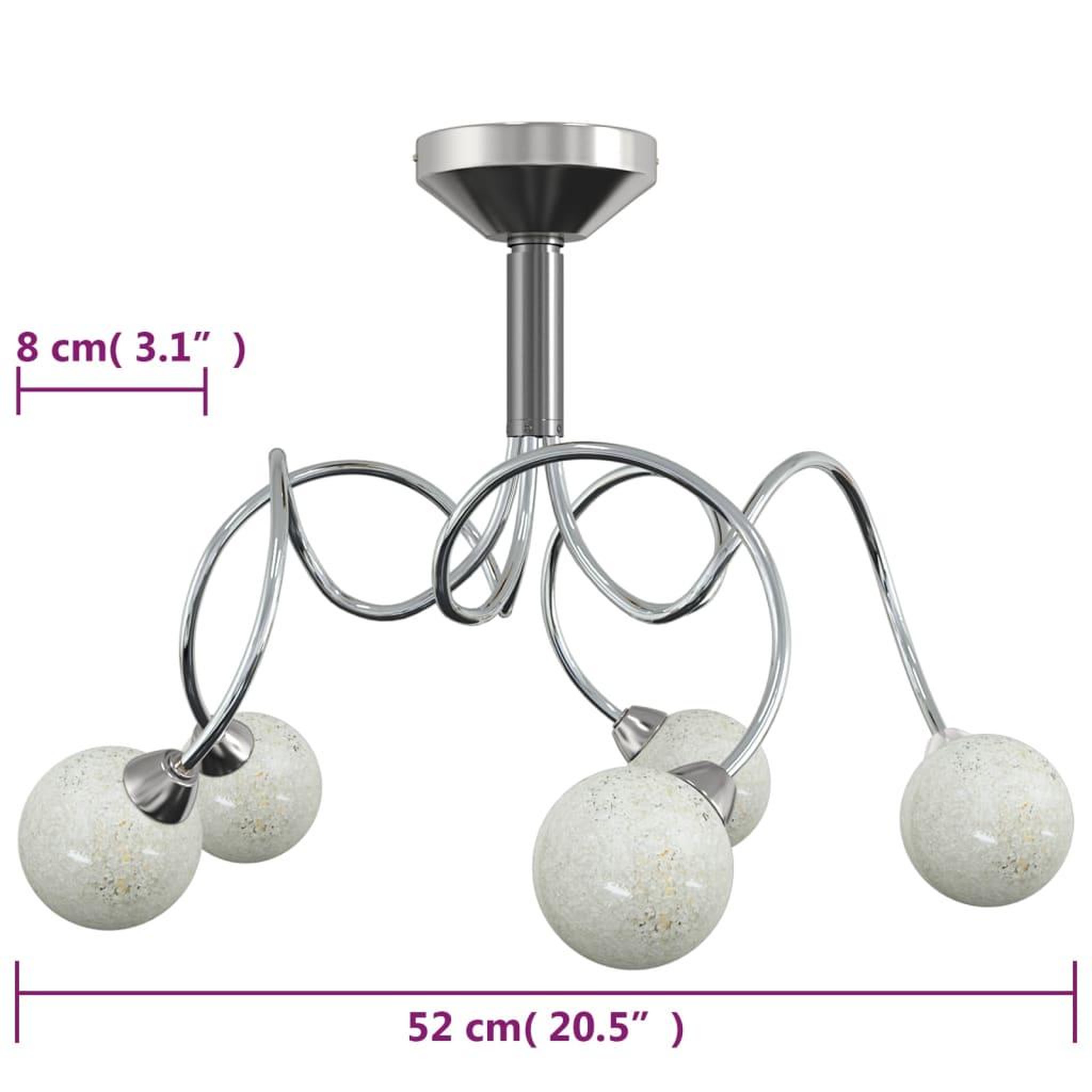 Voir la diapositive 6 : VIDAXL Plafonnier avec abat-jour ronds en verre pour 5 LED G9