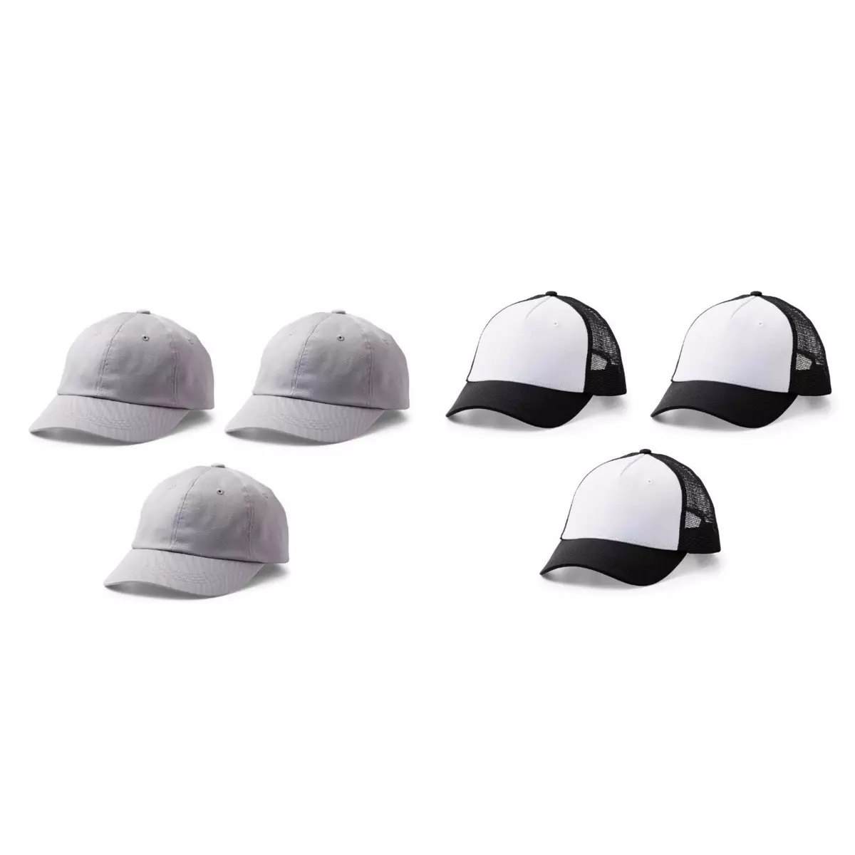 CRICUT 6 casquettes Cricut à personnaliser - Noir/ Blanc + Gris