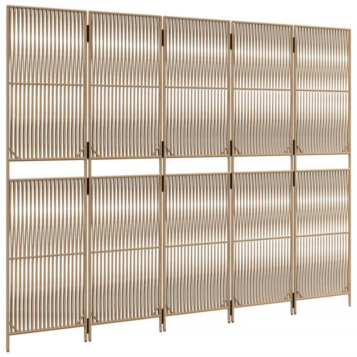 VIDAXL Cloison de separation 5 panneaux beige resine tressee