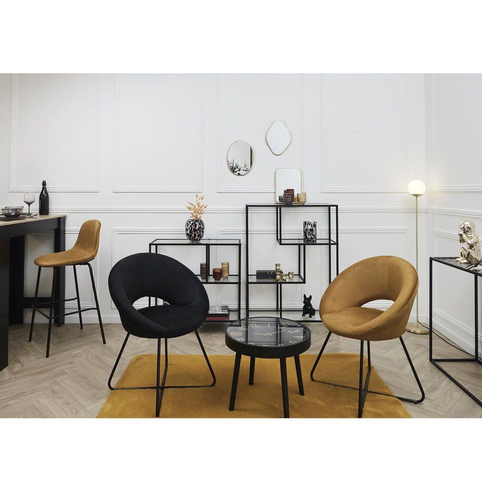 Voir la diapositive 6 : The Home Deco Factory Lot de 2 chaises de bar velours  giulia  100cm jaune