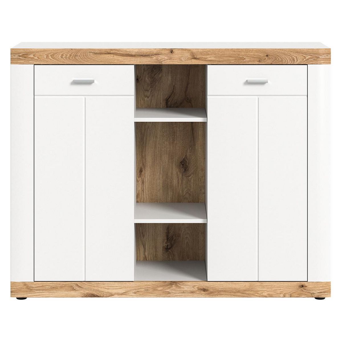 BEST MOBILIER Coventry - buffet haut - blanc et effet bois - 104x131 cm