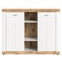 Voir la diapositive 2 : BEST MOBILIER Coventry - buffet haut - blanc et effet bois - 104x131 cm