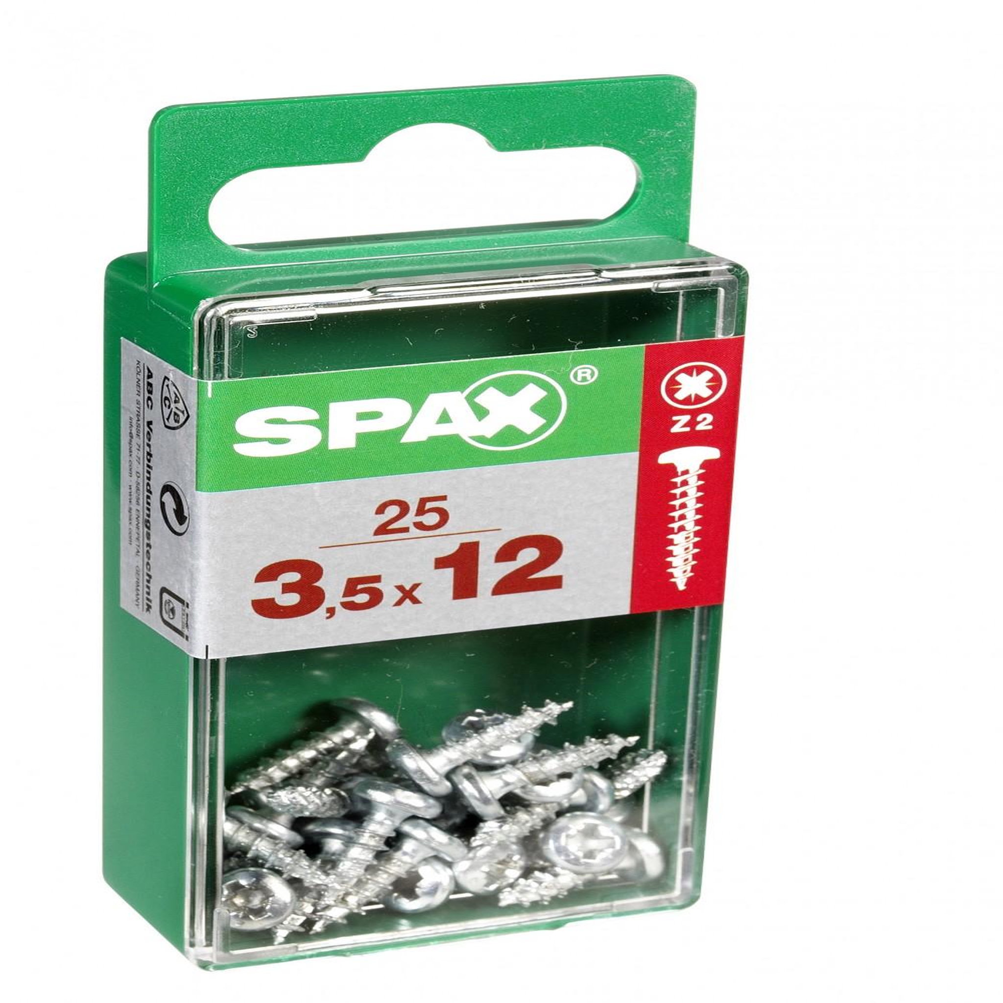 CENTRALE BRICO Lot de 25 vis acier tête ronde torx SPAX, Diam.3.5 mm x L.12 mm