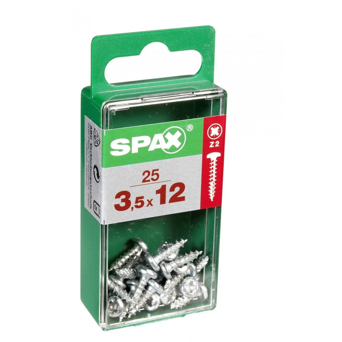 CENTRALE BRICO Lot de 25 vis acier tête ronde torx SPAX, Diam.3.5 mm x L.12 mm