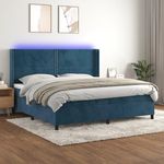 VIDAXL Sommier a lattes de lit matelas et LED Bleu fonce 200x200 cm