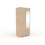 Voir la diapositive 1 : Armoire 2 portes 1 miroir 2 tiroirs L90cm FLAVIE