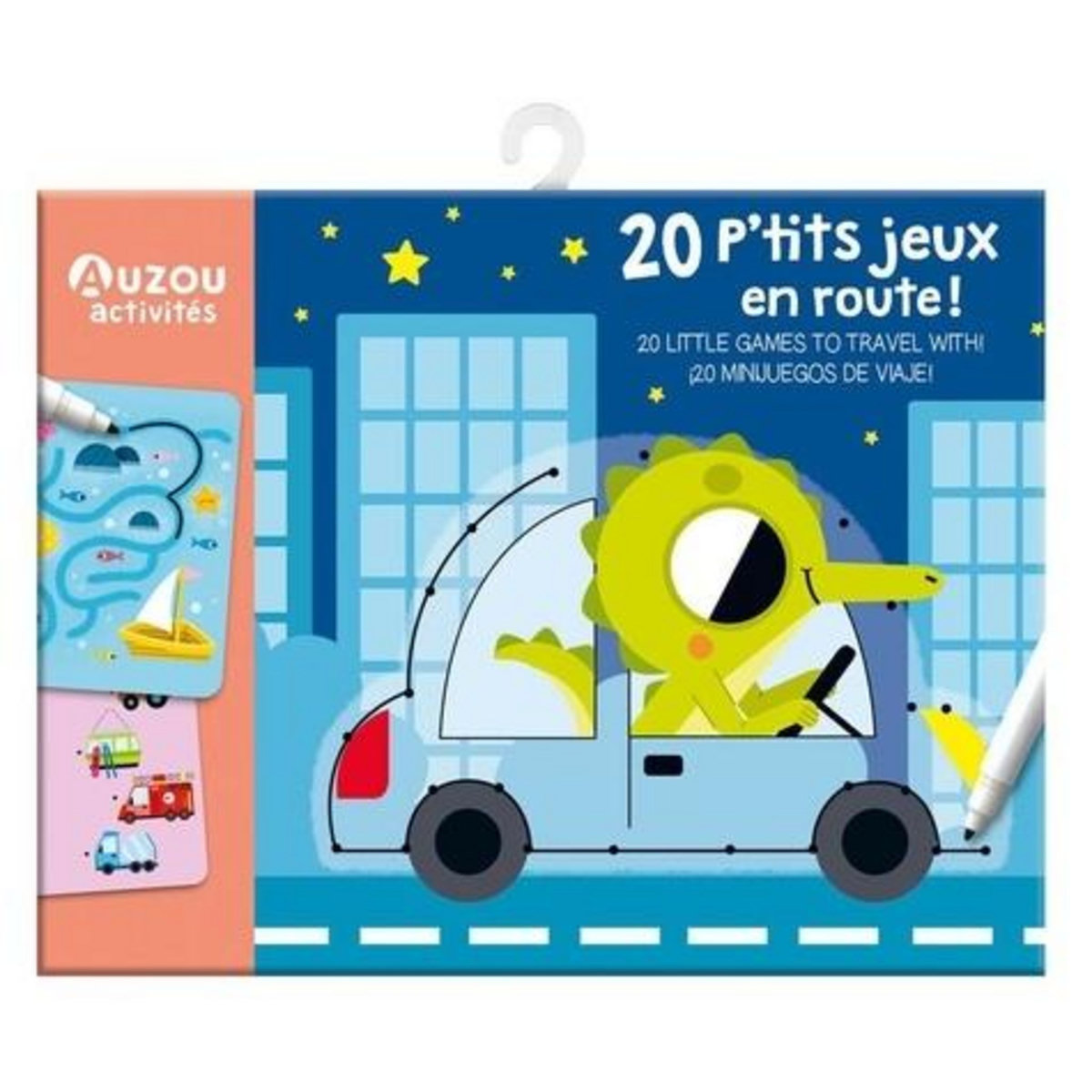 20 P'TITS JEUX EN ROUTE ! AVEC 1 LABYRINTHE GEANT, 20 CARTES PLASTIFIEES, 1 FEUTRE EFFACABLE, Sorte Marta
