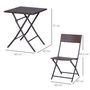 Voir la diapositive 3 : OUTSUNNY Ensemble meubles de jardin design table carré et chaises pliables résine tressée imitation rotin marron