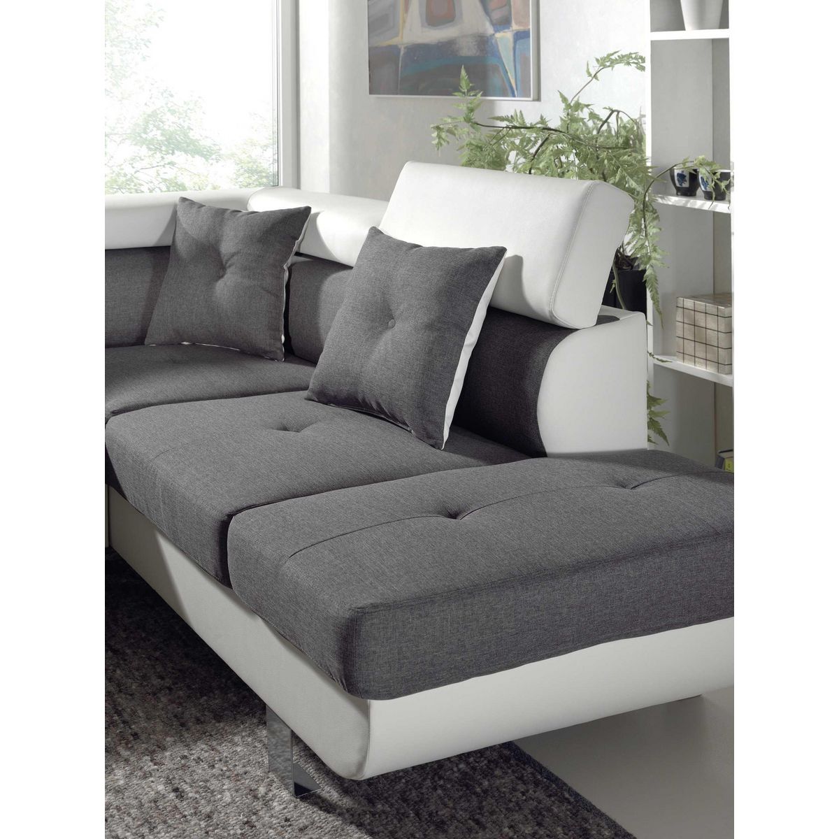 BEST MOBILIER Lisbona - canapé d'angle droit convertible - 5 places - avec têtières