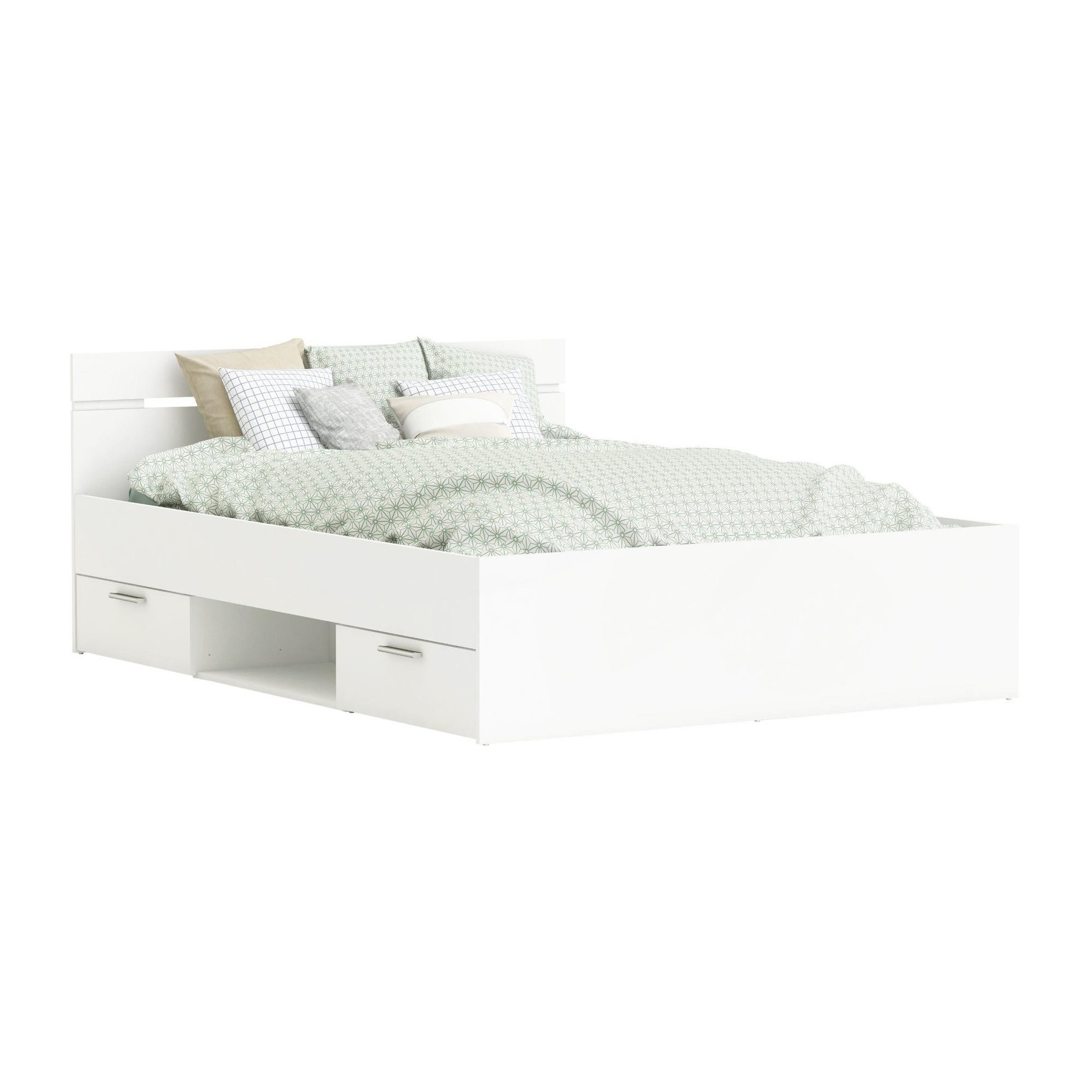 Voir la diapositive 6 : Habitat et Jardin Lit double en bois  michigan  - 140 x 200 cm - blanc