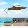 Voir la diapositive 2 : OUTSUNNY Parasol déporté octogonal inclinable manivelle Ø 2,65 x 2,45H m acier époxy polyester marron