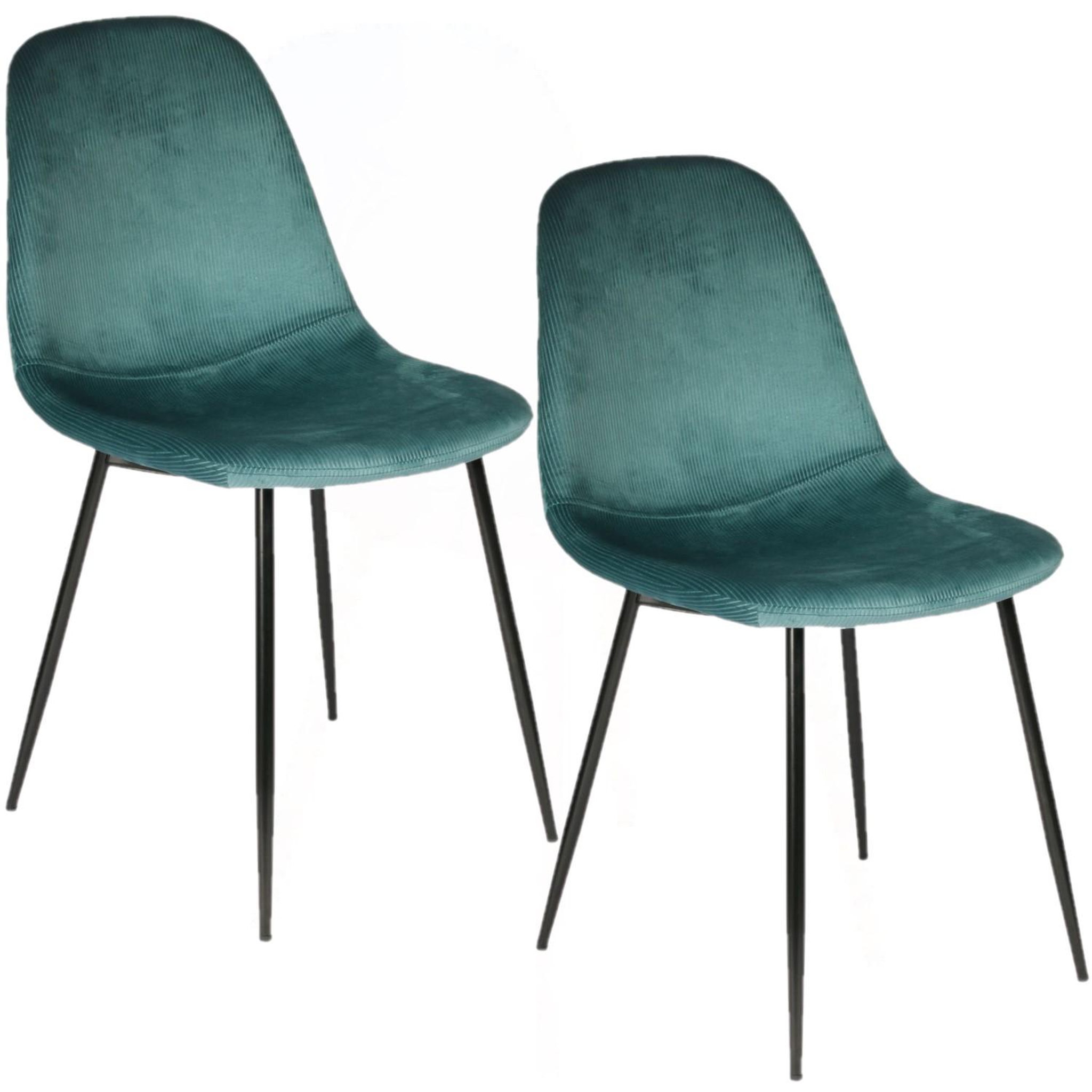 TOILINUX 2 Chaises design velours Giulia. Coloris disponibles : Jaune, Bleu, Noir, Gris, Rose