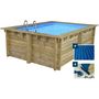 Voir la diapositive 1 : Habitat et Jardin Piscine bois rectangle   Caimans 120    - 4.10 x 3.00 x 1.24  m + Bâche à bulles 180 µ - Bâche hiver 280 g/m²