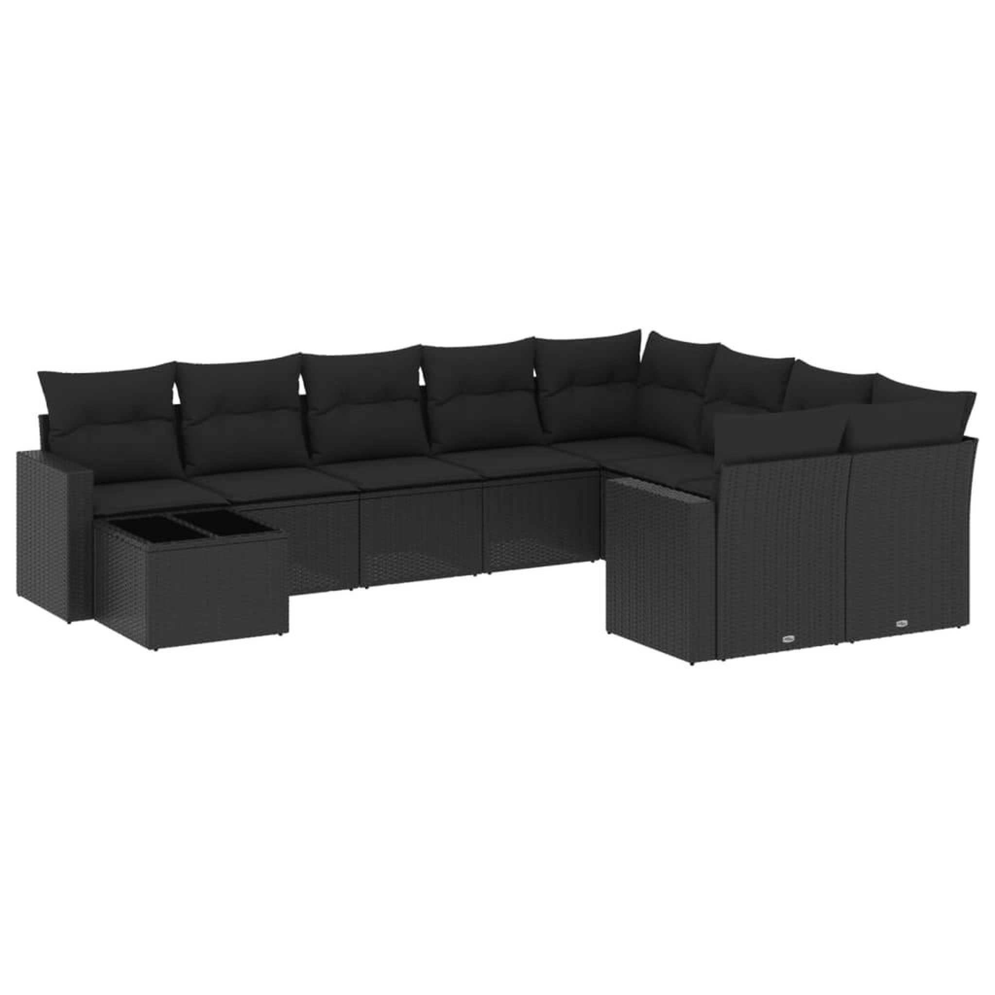 Voir la diapositive 2 : VIDAXL Salon de jardin 10 pcs avec coussins noir resine tressee