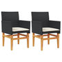 Voir la diapositive 2 : VIDAXL Chaises de jardin coussins lot de 2 noir resine tressee et bois