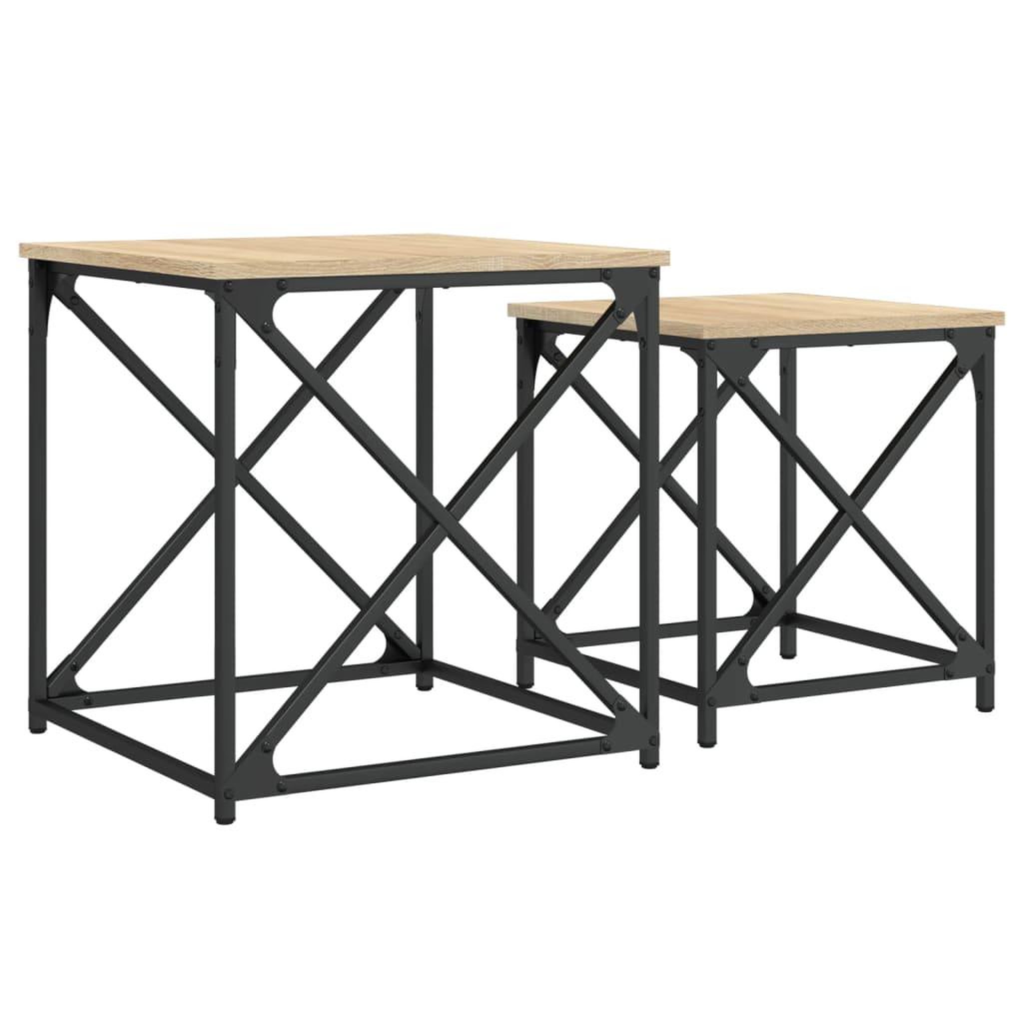 Voir la diapositive 2 : VIDAXL Tables basses gigognes 2 pcs chene sonoma bois d'ingenierie