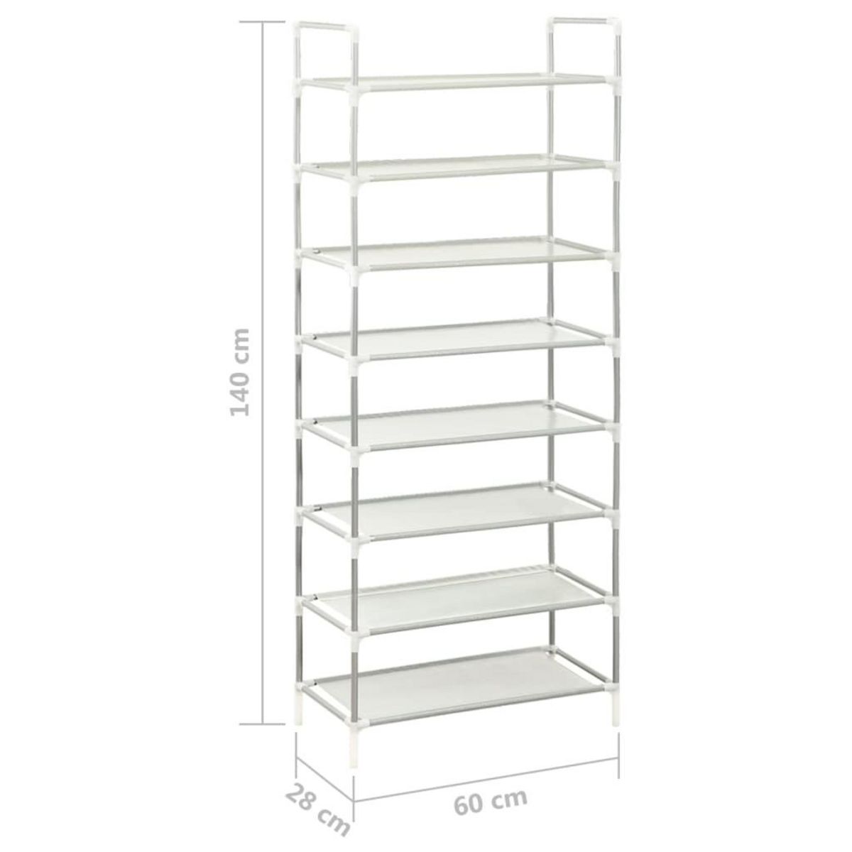 VIDAXL Etagere a chaussures 8 etageres Metal et tissu intisse Argente