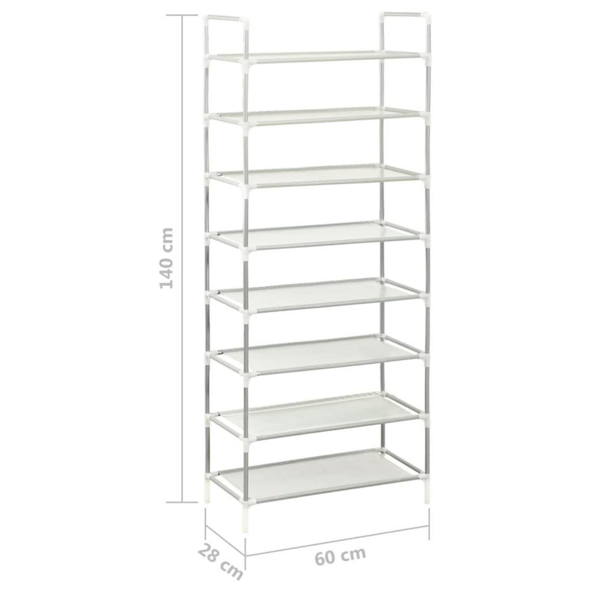 VIDAXL Etagere a chaussures 8 etageres Metal et tissu intisse Argente