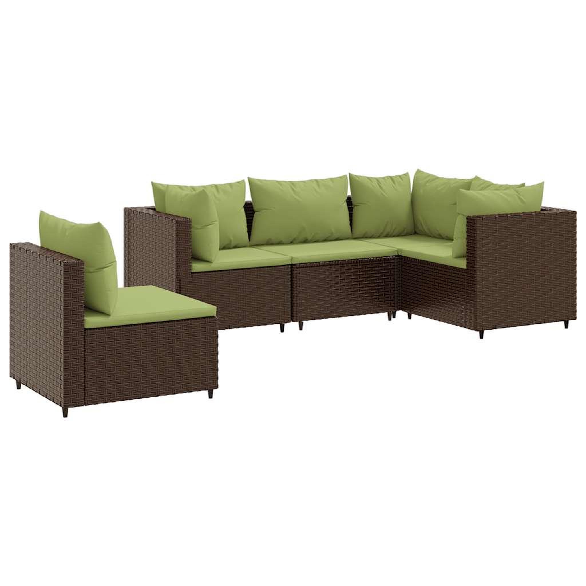 Voir la diapositive 2 : VIDAXL Salon de jardin 5 pcs avec coussins Marron Resine tressee