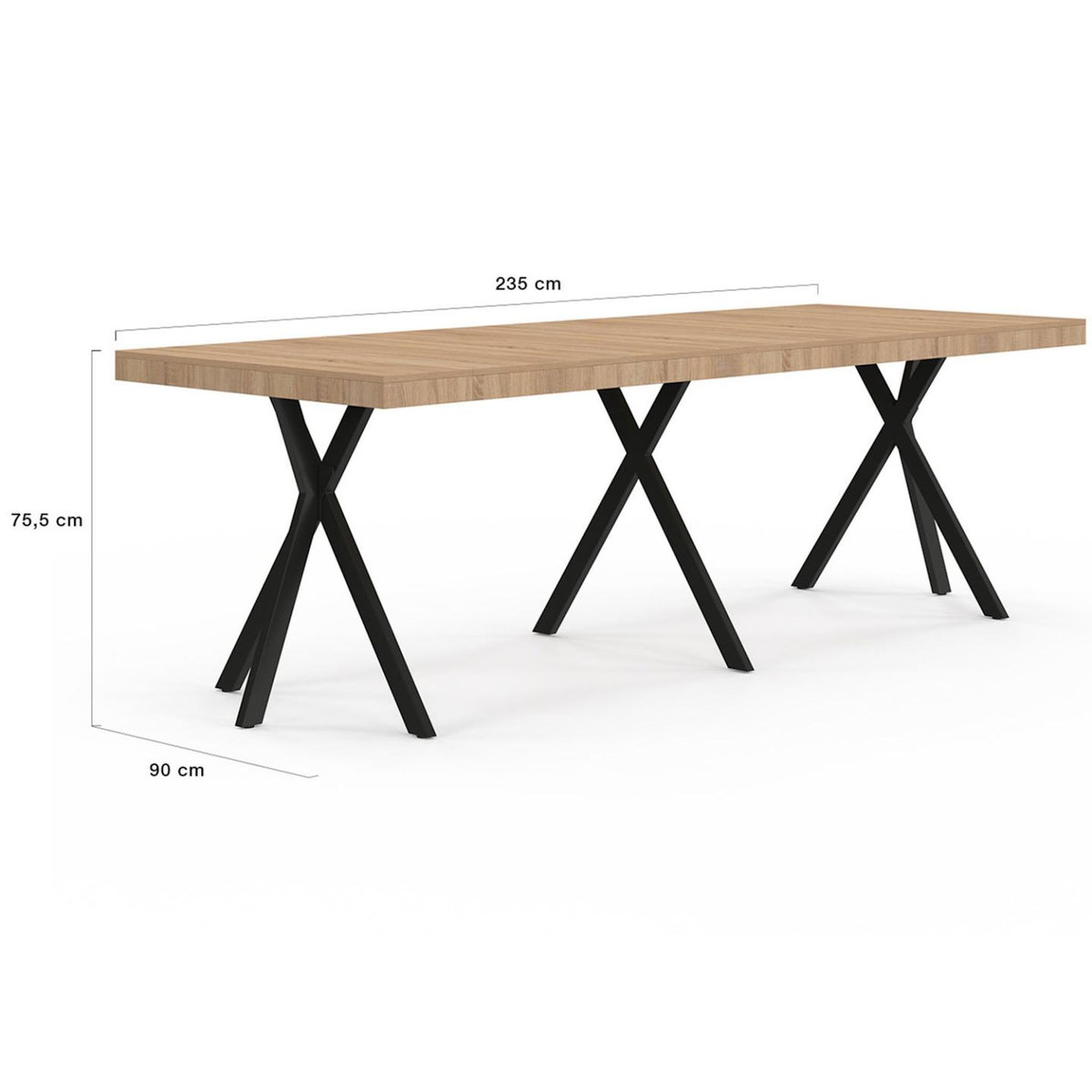ID MARKET Table console extensible ALIX 10 personnes 235 cm design industriel