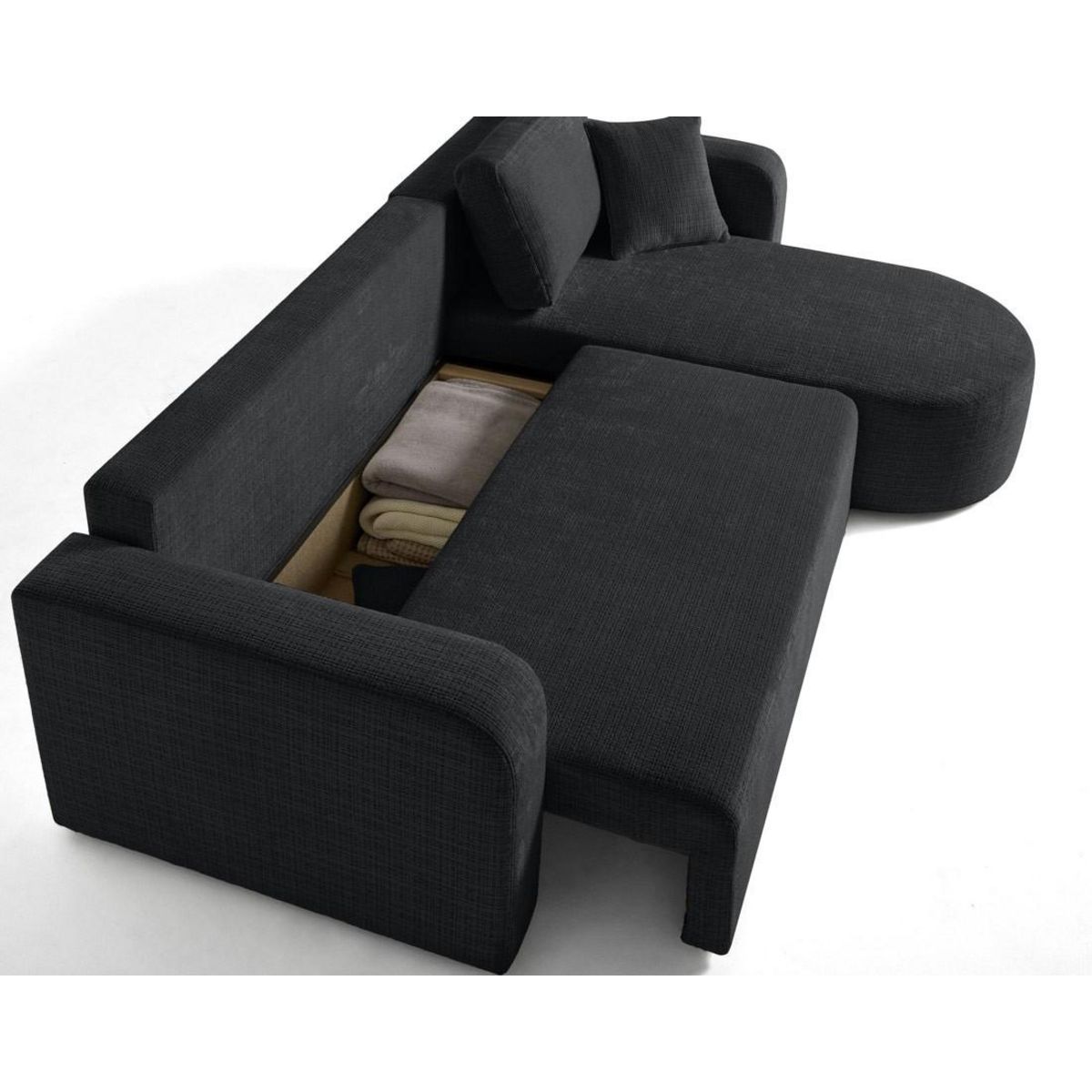 BEST MOBILIER Miro - canapé d'angle réversible - 4 places - convertible avec coffre - en velours texturé