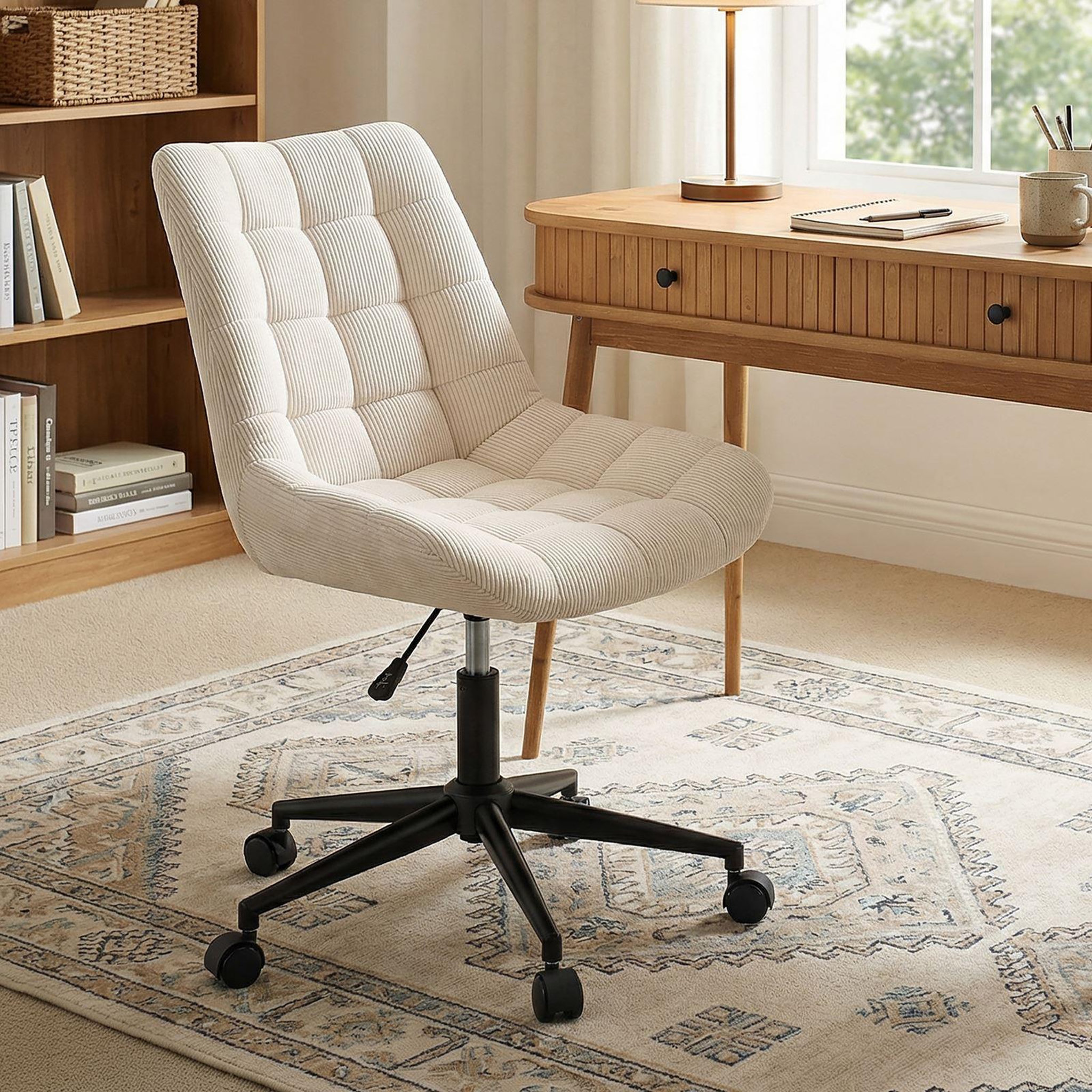 Voir la diapositive 2 : IDIMEX Chaise de bureau vasilo en velours côtelé
