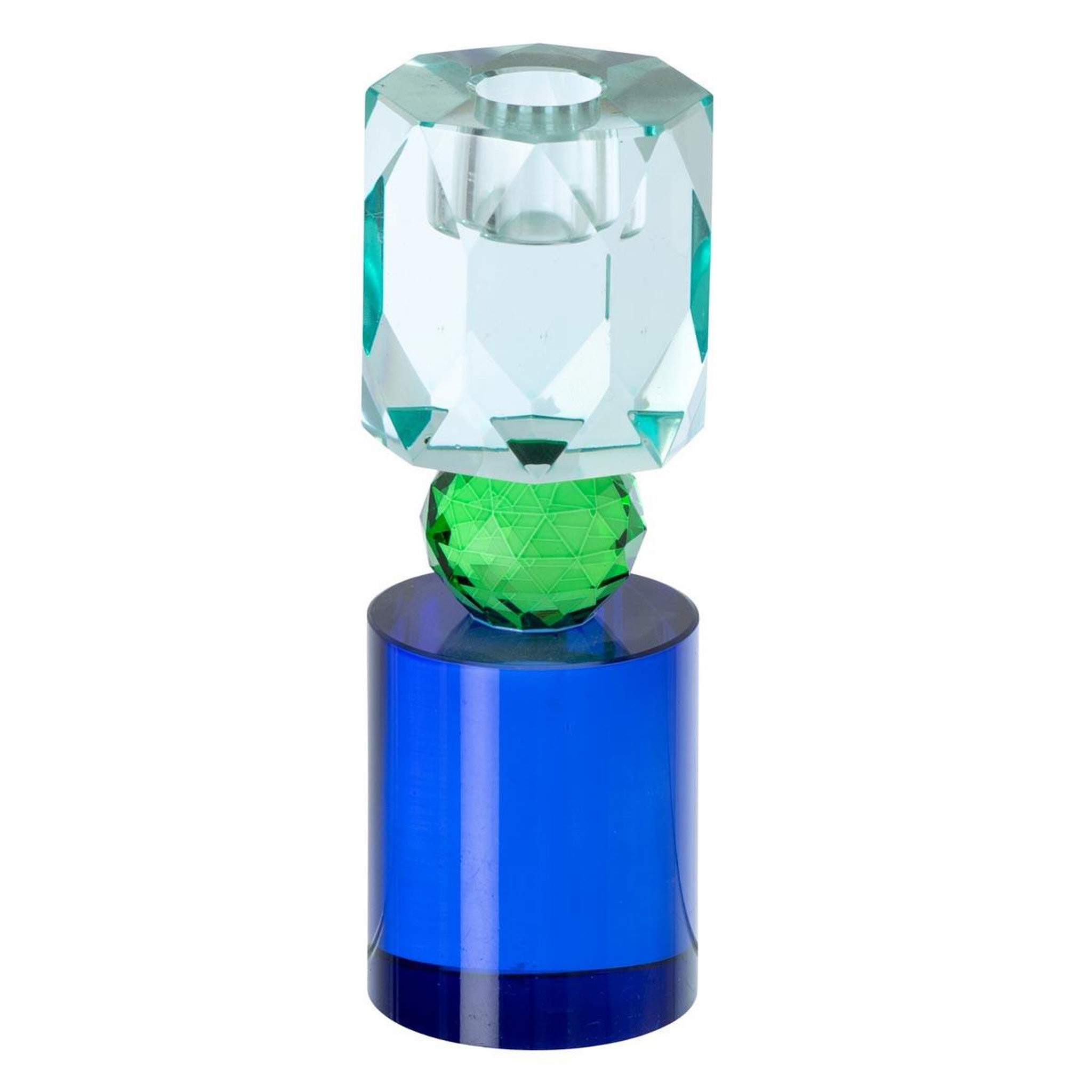 J-LINE Chandelier design en verre  taillé  16cm bleu & vert